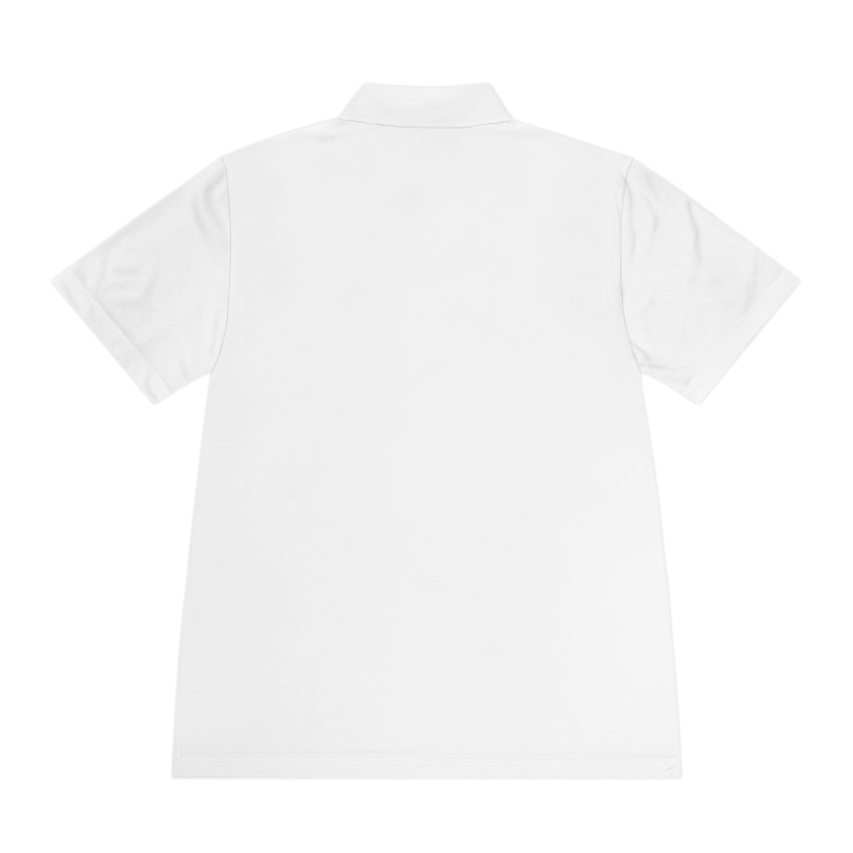 White men's sport polo, back view