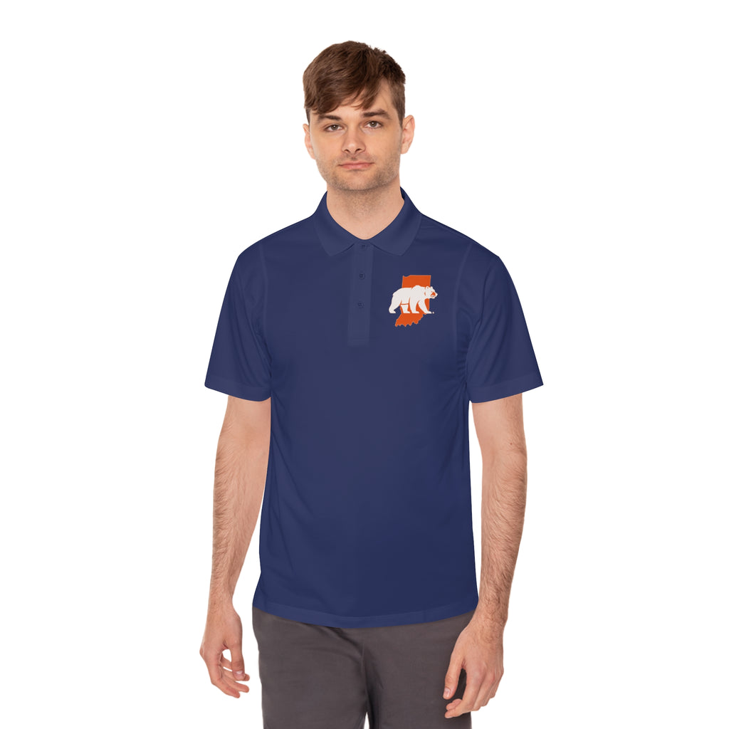 Man wearing the true navy Indiana Bears men's sport polo
